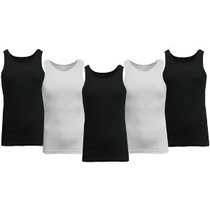 Galaxy By Harvic Men's Heavyweight Ribbed Tank Top-5 Pack - 1 of 4