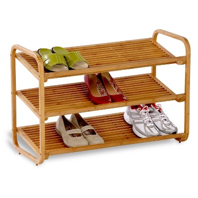 Honey-Can-Do 3 Shelf DLX Bamboo Shoe Rack Light Brown