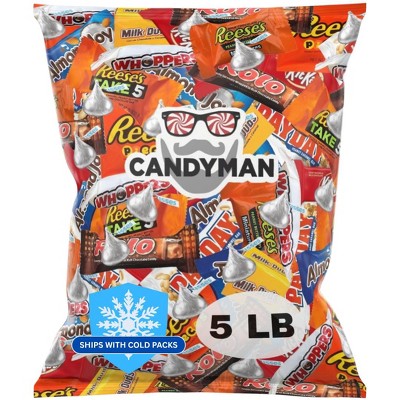 CANDYMAN 5 Pound Gift Box Mix of Chocolate, Individually Wrapped Assorted Bulk Candy Chocolates Variety Pack