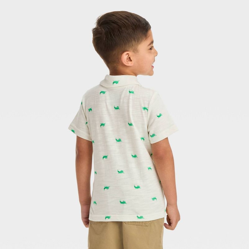 Toddler Boys' Short Sleeve Jersey Knit Polo Shirt - Cat & Jack™ Cream, 2 of 5