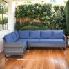 Buenhomino 6-Seater Outdoor Sectional Sofa L Shaped Couch Patio Conversation Furniture Set, Wicker Patio Sectional Sofa with Removable Cushion - 2 of 4