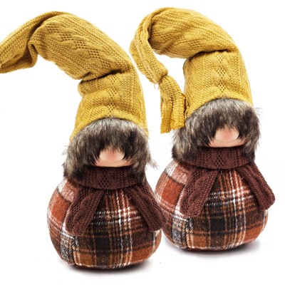 Yukimo Set of 3 Brown Pumpkin Decor, 8.3x8.3x5.5 Inch Fall Harvest Ornaments for Thanksgiving and Festival Tabletop Displays