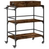 vidaXL Kitchen Trolley Smoked Oak 32.1 in.x16.1 in.x36.4 in. Engineered Wood - 2 of 4