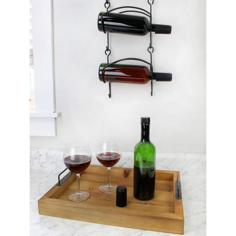 AuldHome Design Wall Mounted Wine Rack; Black Wrought Iron Storage Organizer for Bottles or Towels, 3 of 7