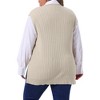Women's Plus Size Ribbed Knit Split Hem V Neck Sleeveless Casual Loose Sweater Vest - Agnes Orinda - 4 of 4