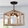 LNC Quaint 3-Lights 14-in Grayish White Wood and Rustic Bronze LED Semi-flush Mount Lightsing - 2 of 4