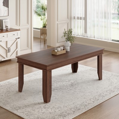 71 Inch Dining Table for 6 to 8,Wood Rustic Kitchen Table w/Eadge Trim,Large Rectangular Dinner Table for Dining Room,Home Office, Living Room,Brown