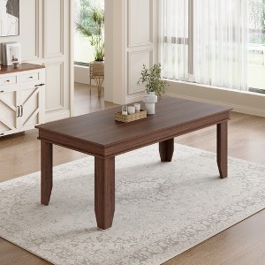 71 Inch Dining Table for 6 to 8,Wood Rustic Kitchen Table w/Eadge Trim,Large Rectangular Dinner Table for Dining Room,Home Office, Living Room,Brown - 1 of 4