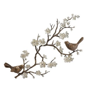 SPI Home Birds & Cherry Blossom Wall Plaque – Cast Metal Botanical Wall Art for Living Room, Entryway, or Patio Decor - 1 of 3