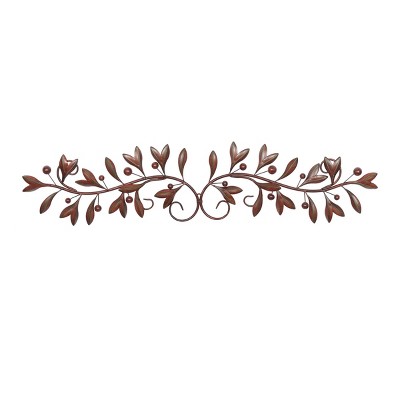 9" x 48" Traditional Metal Floral Wall decor Brown - Olivia & May