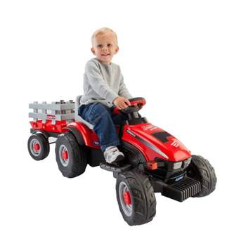 Peg Perego 6V Case Lil Tractor with Trailer Powered Ride-On - Red
