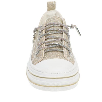 Женские кроссовки Very G Womens Aman Glitter 2 Lace Up Canvas Sneaker, Gold (9.5) — фото 3