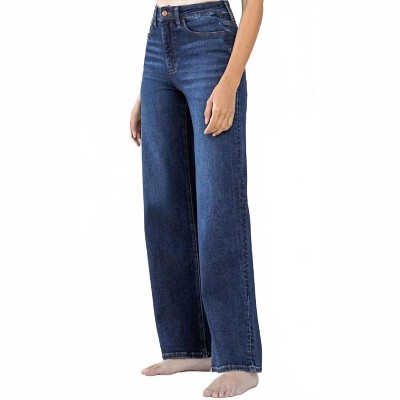 Women's Wo's 90s Super-high Loose Fit Dark Denim Flare Jean - LOVERVET