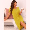 cheibear Women's Ruffled V-Neck Short Sleeve Pullover Pajama Midi Nightgown - 2 of 4
