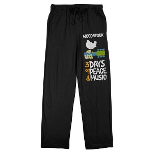 Woodstock 3 Days Of Peace & Music Men's Black Sleep Pajama Pants - 1 of 4