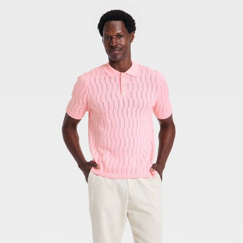 Мужские рубашки Goodfellow & Co Men's Modern Sport Novelty Knit Polo Shirt - Goodfellow & Co™ Pink L