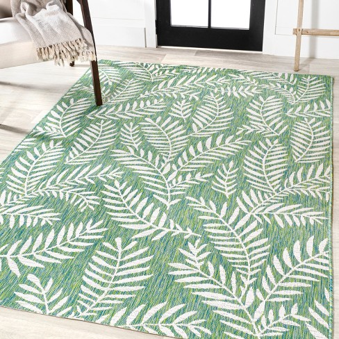 4' X 6' Nevis Palm Frond Indoor/outdoor Area Rug, Cream/green ...