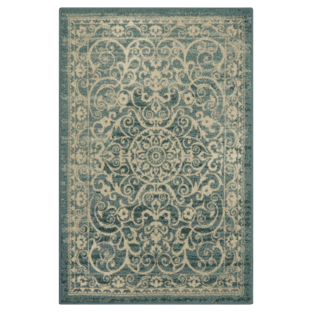 5'x7' Scroll Tufted Area Rug Green - Maples