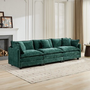 Cloud Sofa 3-Seater, Modular Sectional Couch with Chenille Fabric & High-Elastic Double-Layer Cushions â€ - 1 of 4