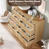 Rattan Dresser with 8 Drawers, Tall Modern Closet with Deep Storage, Large Chest of Drawers with Wide Top - 4 of 4