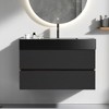 Phiestina 36" Walnut Bathroom Vanity with Matt Black Engineered Quartz Sink, Soft Close Drawers, Wall Mounted Floating Vanity for Modern Bath, KD - 3 of 4