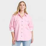 Women's Oversized Corduroy Long Sleeve Collared Button-Down Shirt - Universal Thread™