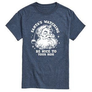 Men's - Instant Message - Santas Watching Be Nice To Mom Short Sleeve Graphic T-Shirt - 1 of 4