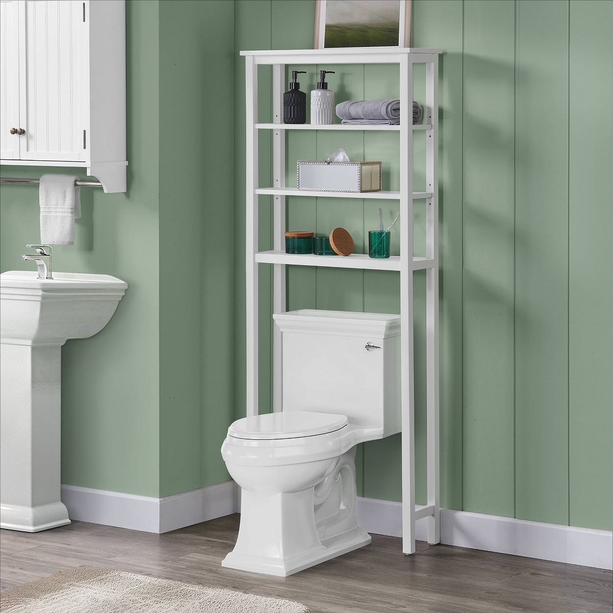 Dover Over the Toilet Organizer with Open Shelving White - Alaterre Furniture - thumbnail 6