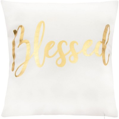 White and Gold Inspirational Polyester Throw Pillow Covers, 18 x 18 in, Set of 4