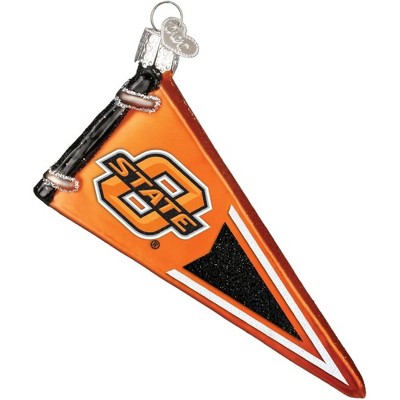 Old World Christmas Blown Glass Ornament for Christmas Tree, Oklahoma State Pennant
