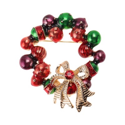 Unique Bargains Christmas Brooches QT0064 Alloy Dripping Wax Red 1.65"x2.05" 1 Pc