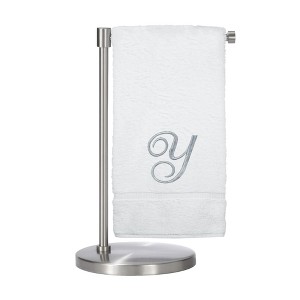 BC BARE COTTON Monogrammed Bath Towel, Personalized Gift, 27 x 54 inches - Set of 1 - White - Silver Script - 1 of 4