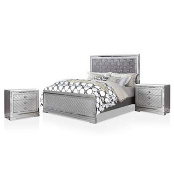 3pc Tenaya Bed with 2 Nightstands Set Silver/Gray - HOMES: Inside + Out