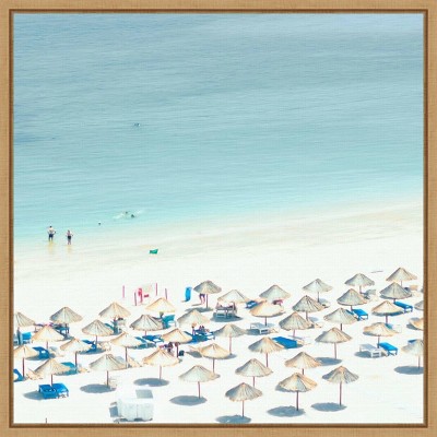 16" x 16" Sesimbra I Beach by Ingrid Beddoes Framed Canvas Wall Art - Amanti Art