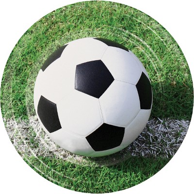 24ct Soccer Paper Plates White