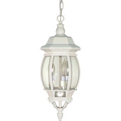 3 Light Outdoor Hanging Lantern with Beveled Glass White - Aurora Lighting