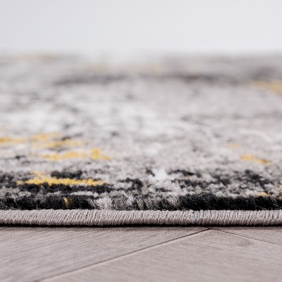 Adare Yellow and Gray Abstract 5' x 7' Synthetic Area Rug
