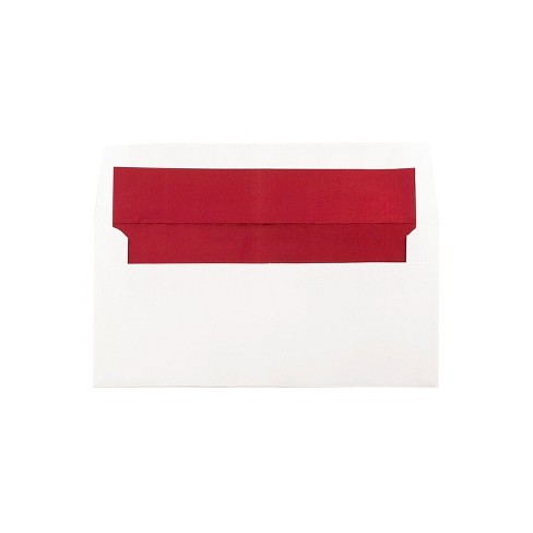 JAM Paper 3.875 x 8.125 Foil Lined Invitation Envelopes White with Red Foil 32430261 - image 1 of 2