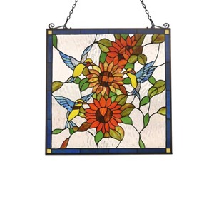 Chloe Lighting Costa Animal Tiffany-Glass Window Panel 24" Wide - 1 of 3