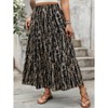 Women's Plus Size Summer Casual Boho Maxi Skirt Elastic High Waist Bohemian Work Flowy Long Skirt - 3 of 4