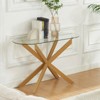 Metal & Glass Console Table with Oval Top and Cross Legs - 2 of 4