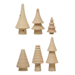 Storied Home Wood Trees, Natural, Set of 6 - 1 of 3