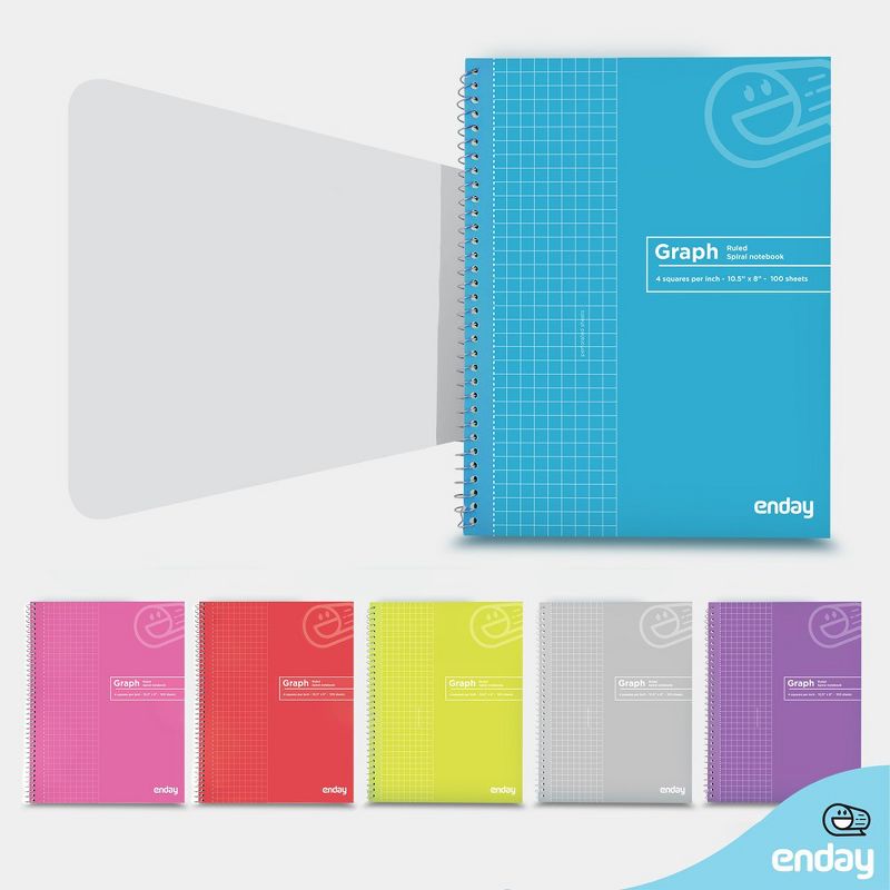 Enday Quad-Ruled Spiral Notebook 100 Sheets, 4 of 6
