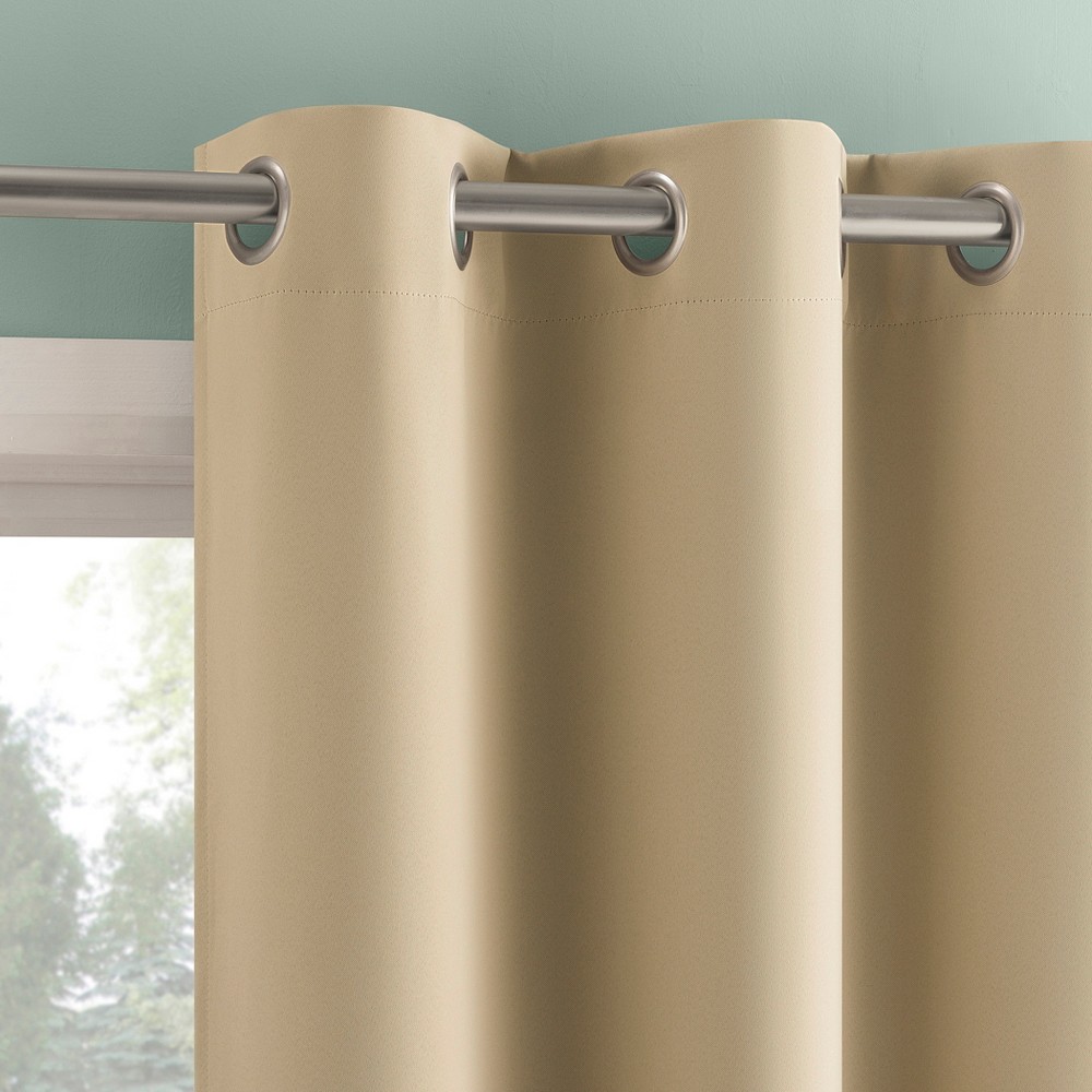 Photos - Curtain Rod / Track 2pc 37"x84" Sun Zero Tedrow 100 Blackout Grommet Curtain Panel Pair Taupe: Modern Thermal Insulated, Noise Reduction