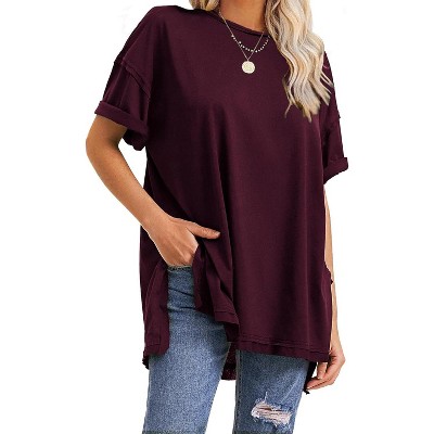 EXLURA Womens Summer Oversized T Shirts Casual Short Sleeve Loose Maternity Tops Crewneck Tunic Plus Gym Workout Top