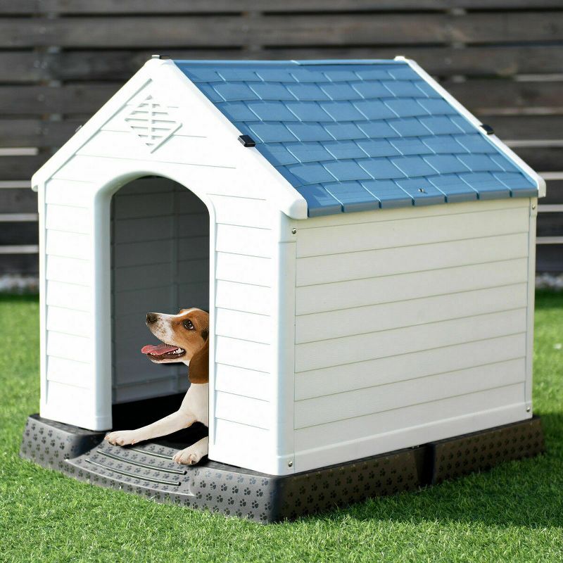 Tangkula Plastic Dog House Pet Puppy Shelter Waterproof Indoor/Outdoor Ventilate Blue, 3 of 11