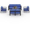 4-Piece Outdoor Patio Furniture Set, Aluminum Outdoor Sofa with Removable Cushions & Glass Top Coffee Table, Modern Patio Conversation Sets - 3 of 4