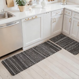 BAGOKIE 2 Pieces Cushioned Anti Fatigue Kitchen Rugs and Mats Set, 17.3"x47"+ 17.3"x29" - 1 of 4
