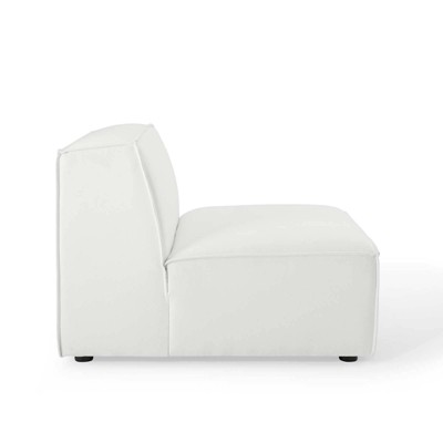 White Upholstered Fabric Armless Sectional Sofa Chair
