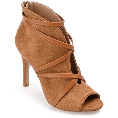 Journee Collection Womens Samara Back Heel Zip Peep Toe Stiletto Booties